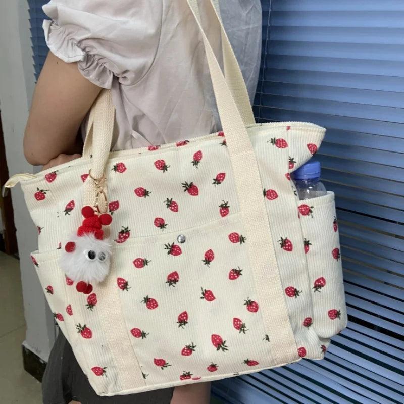 Beautiful Corduroy Strawberry Shoulder Bag - Palm and Thread