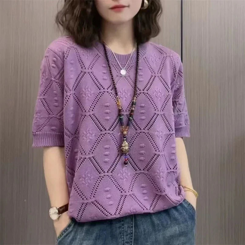 New Short-sleeved Women Sweater - Palm and Thread