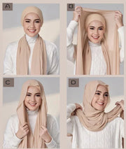 Chiffon Hijab With Underscarf Cap Bonnet Instant - Palm and Thread