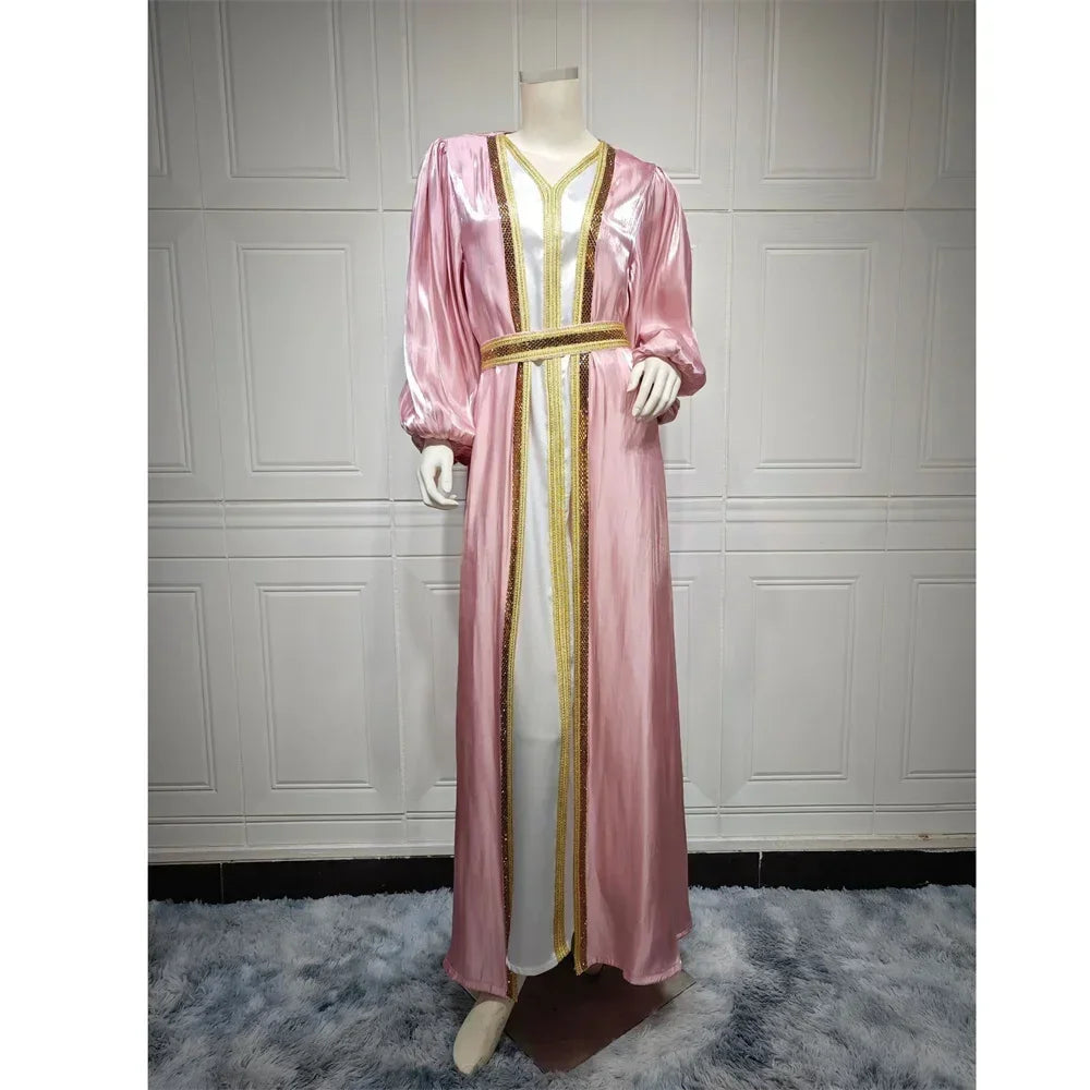 Satin Open Abaya - Palm and Thread