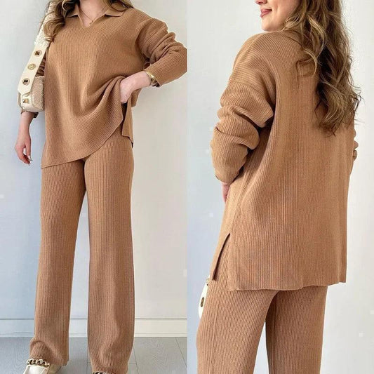 Knit Sweater & Trousers Matching Set - Palm and Thread