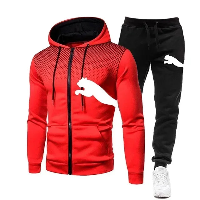 Hooded Jacket + Pants Two-piece Suit