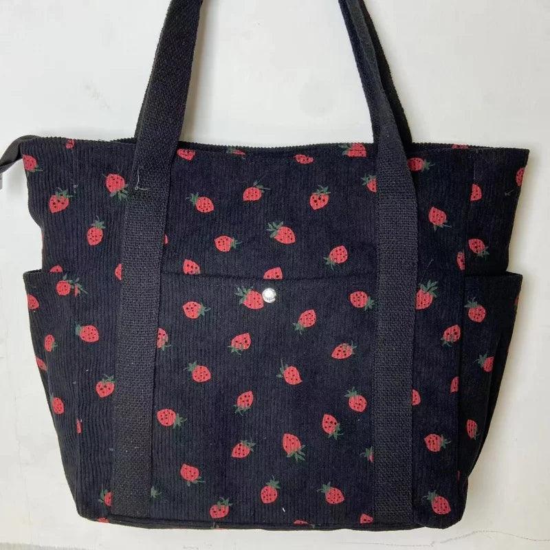 Beautiful Corduroy Strawberry Shoulder Bag - Palm and Thread