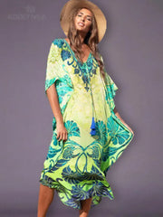Bohemian Printed Loose Beach Dress - Palm and Thread
