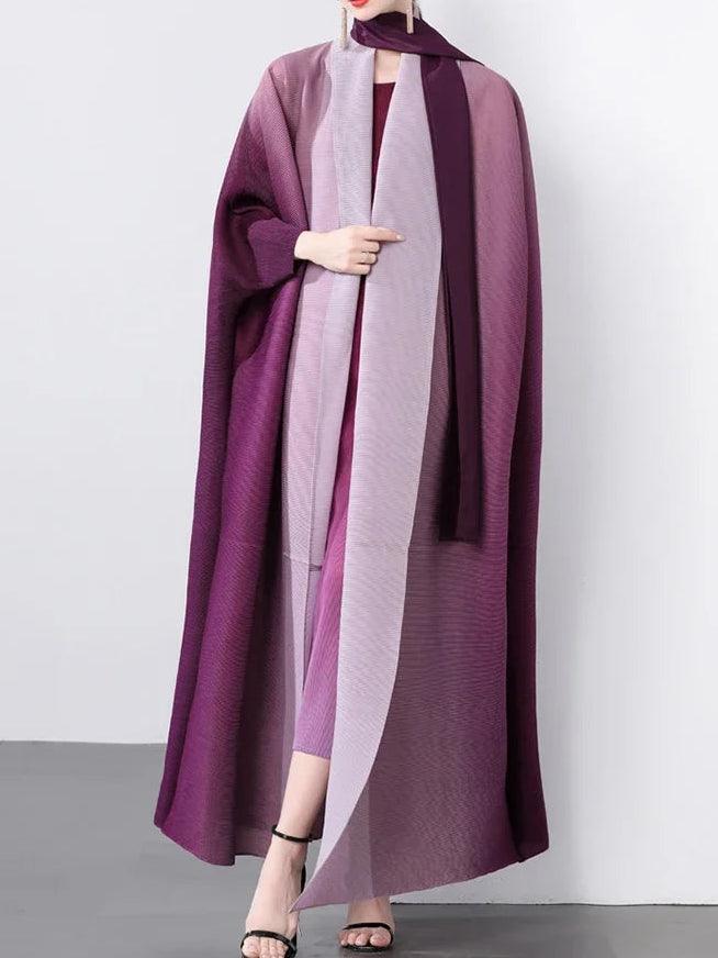 Miyake Folds Bandage Batwing Sleeve Coat Abaya - Palm and Thread