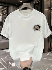 Fashionable Casual Loose Large Size 3D Cat Pattern Printed T-Shirt - Palm and Thread