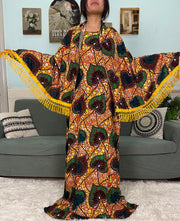 Printed Cotton Soft Loose Fit Femme Robe Abaya - Palm and Thread