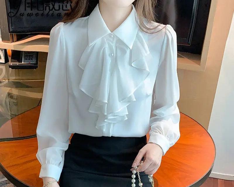 Ruffle POLO Collar Blouse - Palm and Thread