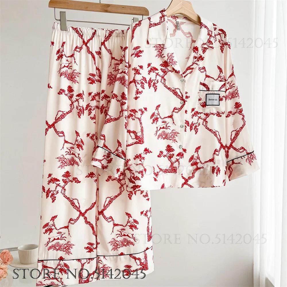 Fashion Print Flower Pajama - Palm and Thread