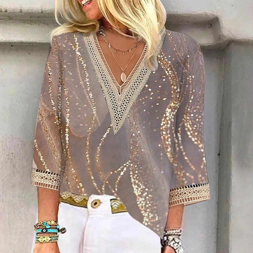 Elegant Top Casual Loose Blouse - Palm and Thread