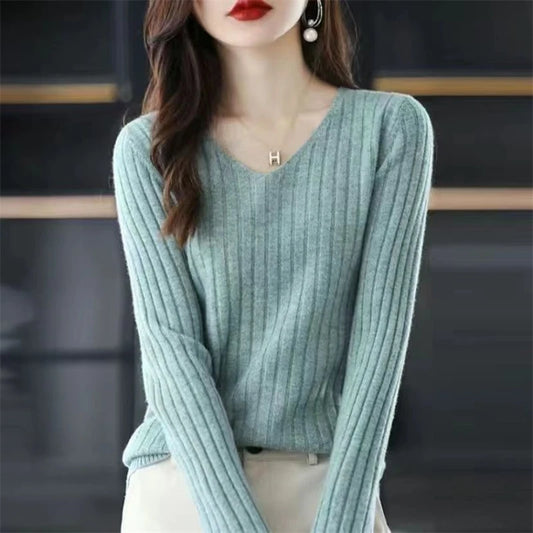 Solid Soft Ribbed Basic Knitted Sweater Top - Palm and Thread