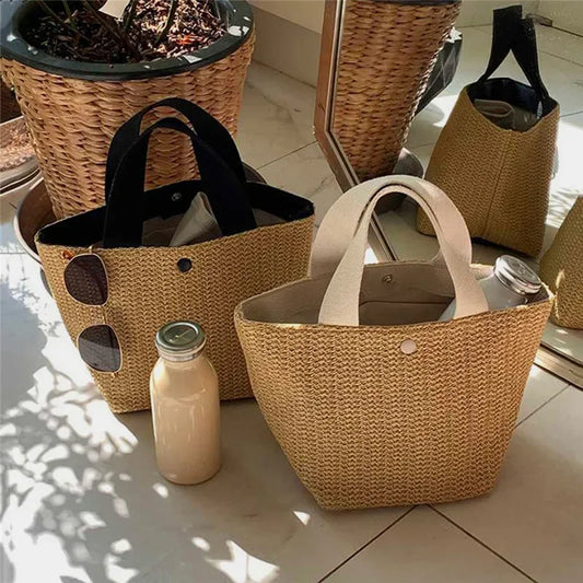 Elegant Straw Woven Handbag - Palm and Thread