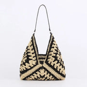 Straw Tote Vintage Vacation Shoulder Bag - Palm and Thread