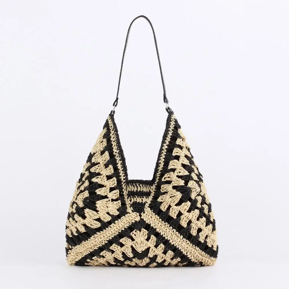 Straw Tote Vintage Vacation Shoulder Bag - Palm and Thread
