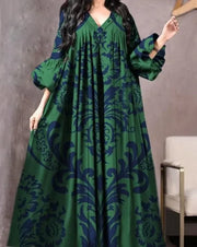 Vintage Printed Breathable Loose Abaya - Palm and Thread