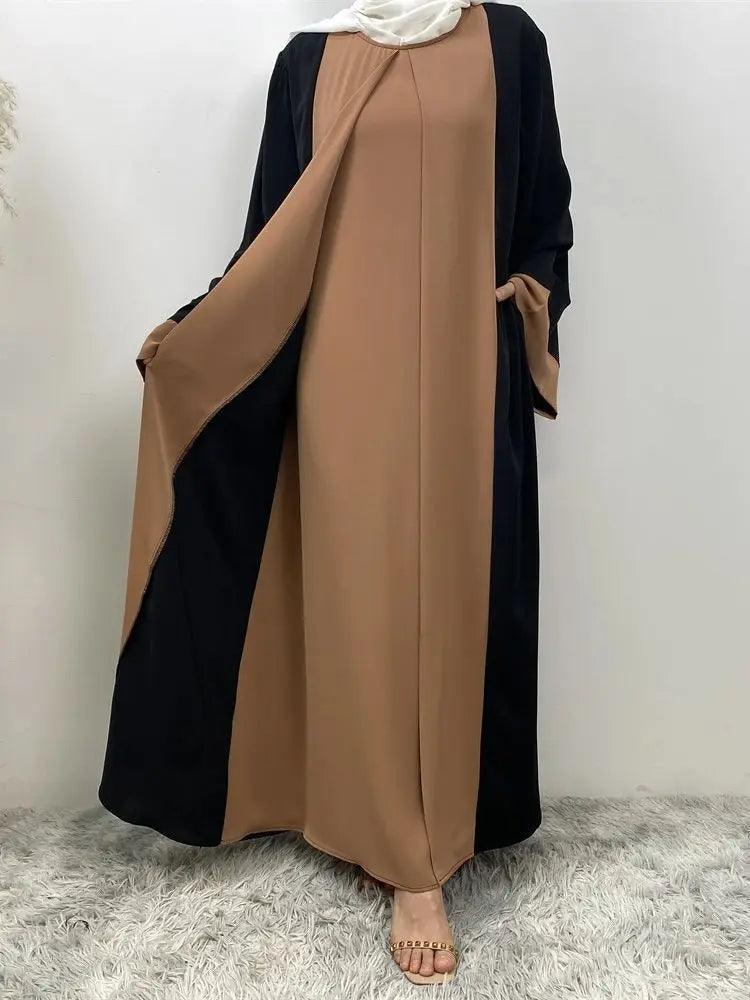 Luxury Splicing Fake Two Pieces Abaya - Palm and Thread