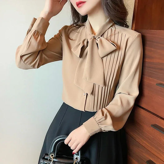 Elegant Bow Neck Top - Palm and Thread