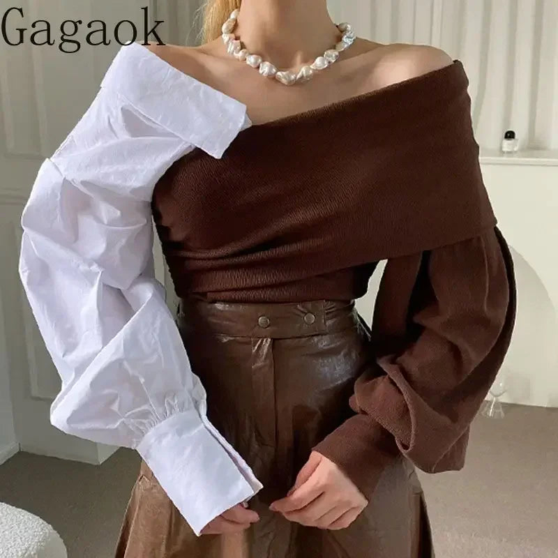 One Line Neck Off Shoulder Top - Palm and Thread