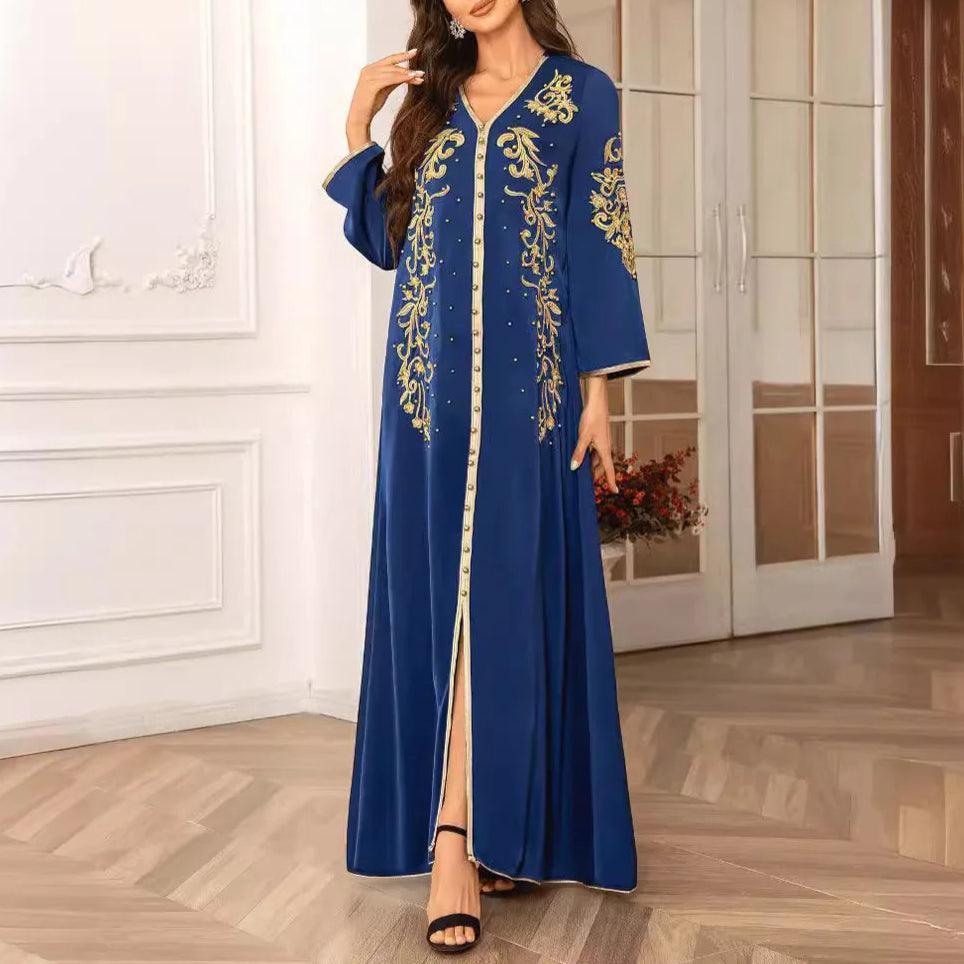 V-neck Long sleeved Robe Abaya - Palm and Thread