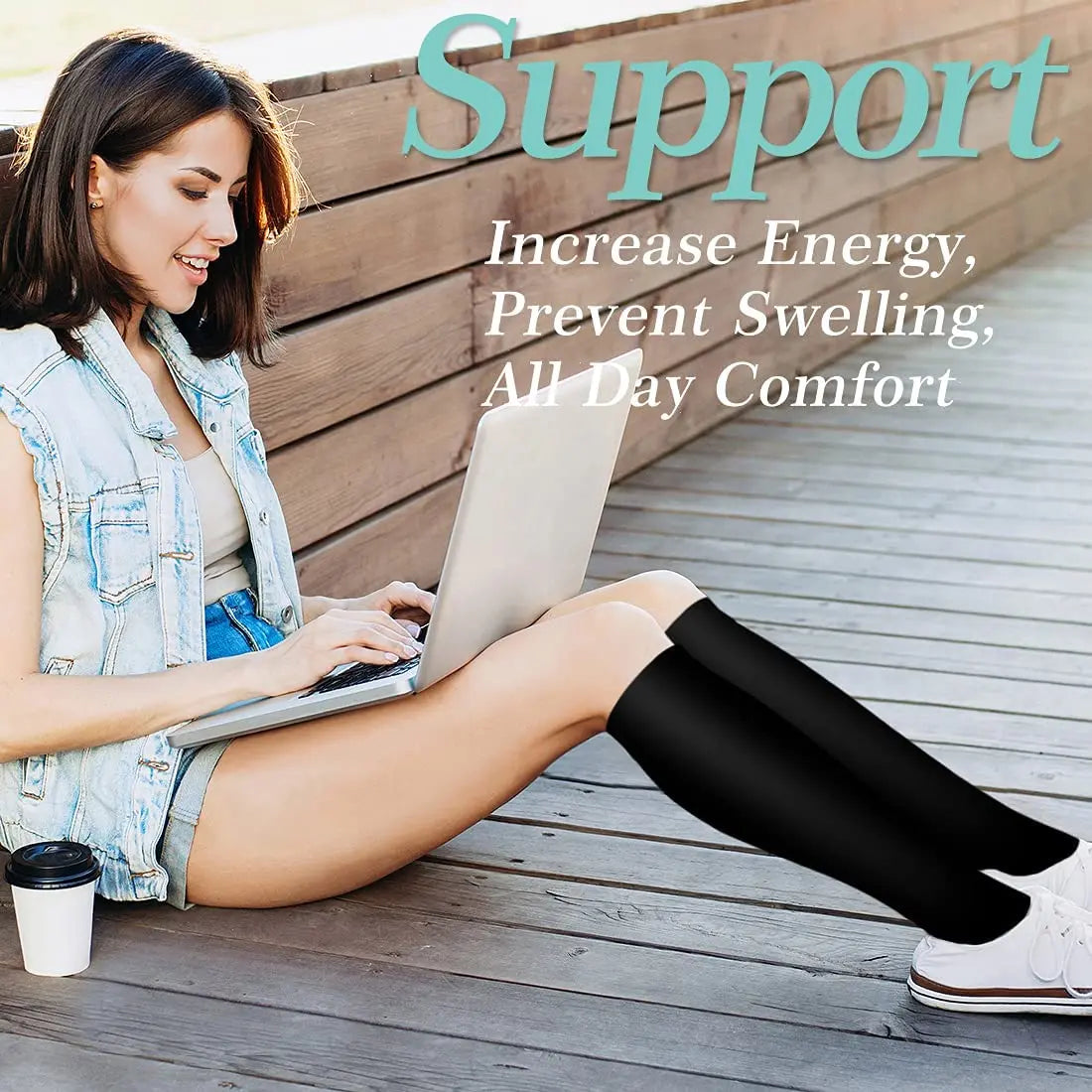 Copper Black Compression Socks Anti-Fatigue - Palm and Thread