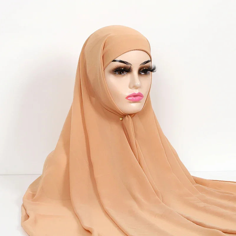 Chiffon Hijab With Underscarf Cap Bonnet Instant - Palm and Thread
