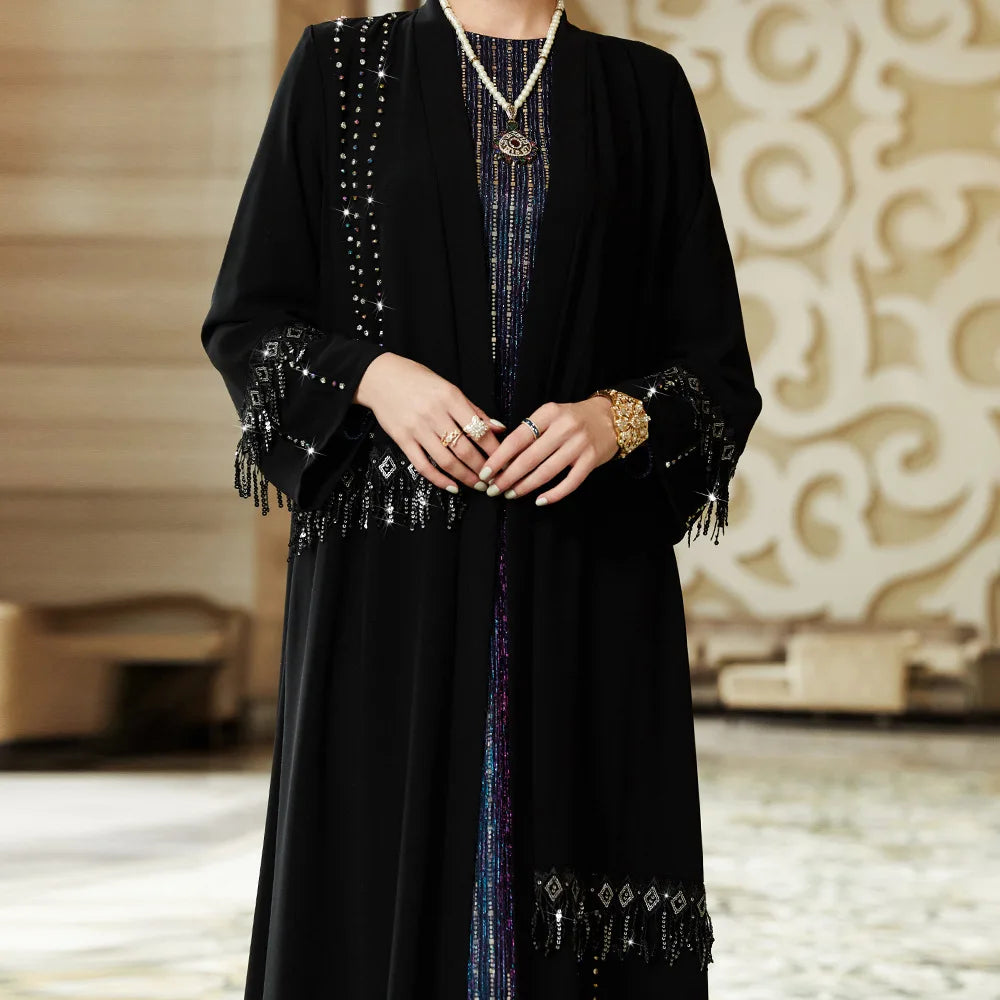 Tassel Sleeve Long Kaftan Abaya Dress - Palm and Thread