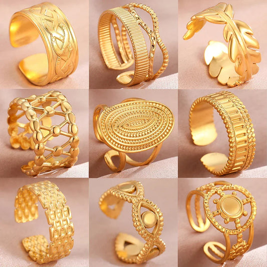 Bohemian Geometric Open Ring - Palm and Thread