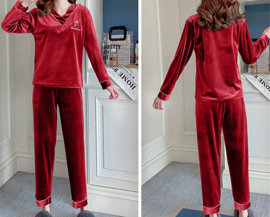 Velvet Loose Long Sleeve Pajama - Palm and Thread