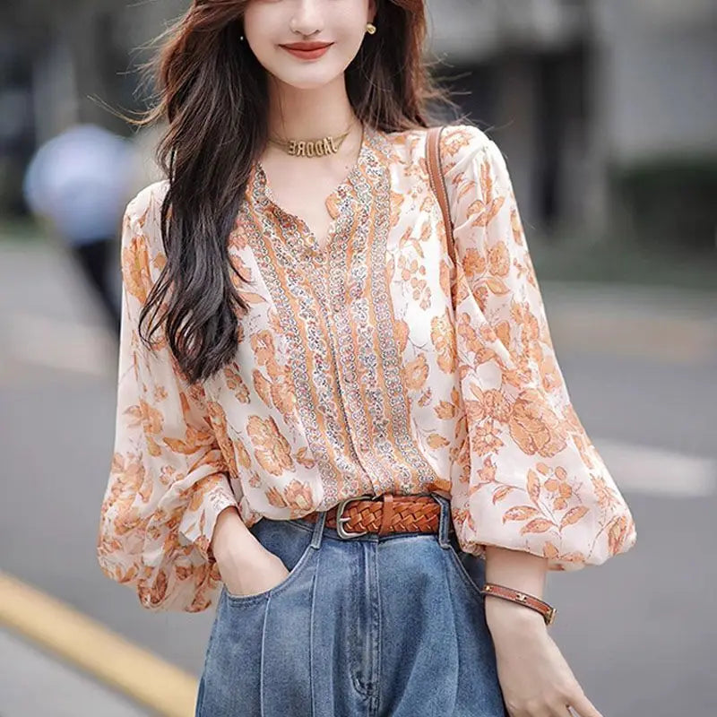 Print Sweet Chic Vintage Elegant Blouse - Palm and Thread