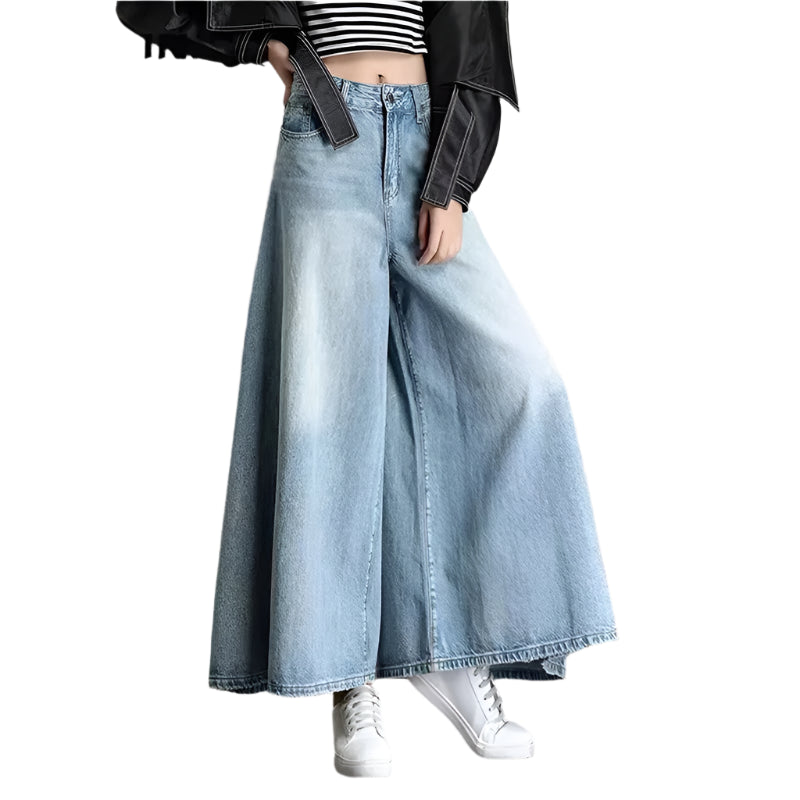 Loose High Waist Culotte Jeans Pant - Palm and Thread