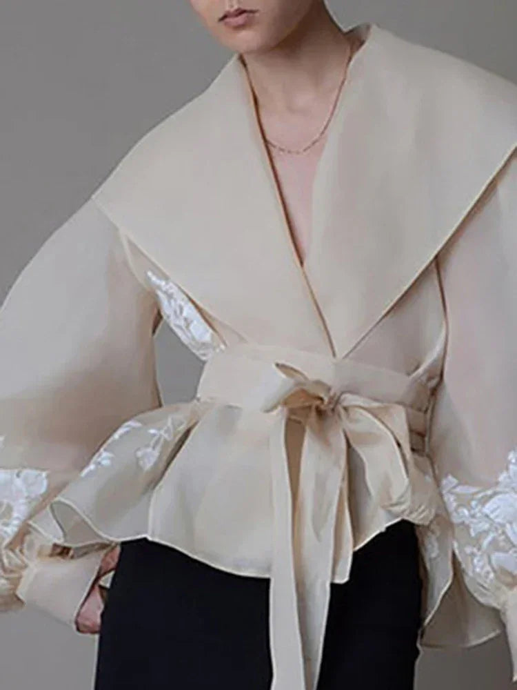 Colorblock Patchwork Lace Up Shirt - Palm and Thread