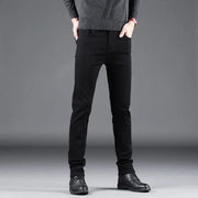 Pure Black Slim Jeans Elastic Straight Pant - Palm and Thread
