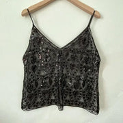 Sequin Bead Sling Slim Fit Straight Tank Top - Palm and Thread