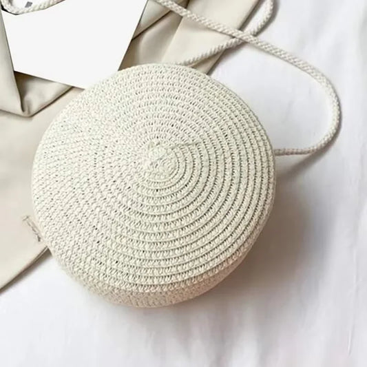 Minimalist Straw Bag Round Crossbody Purse - Palm and Thread