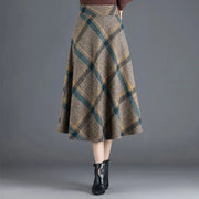 Vintage Plaid Print Woolen Skirt - Palm and Thread