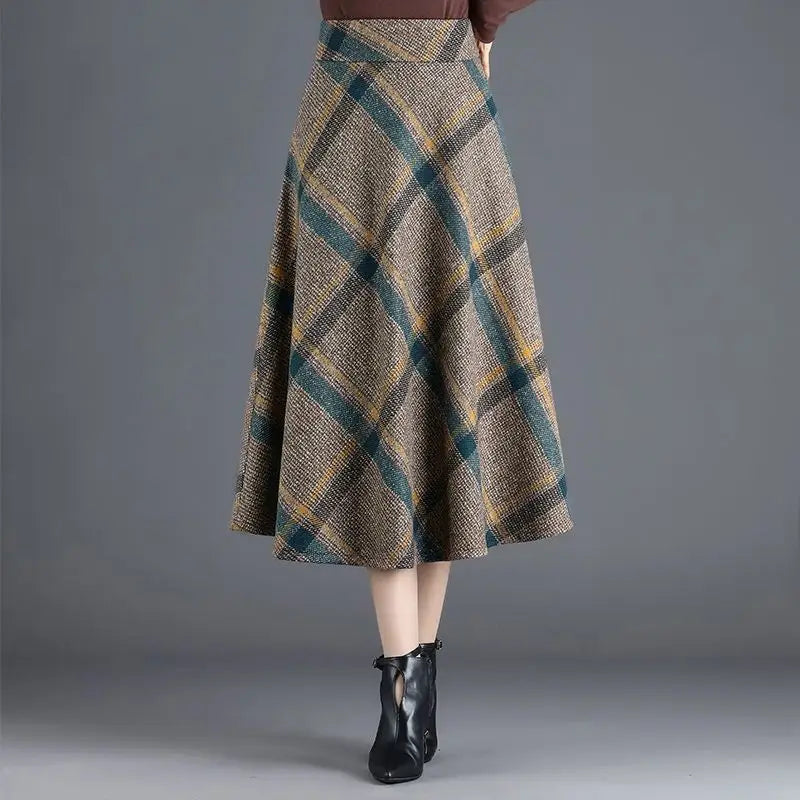 Vintage Plaid Print Woolen Skirt - Palm and Thread