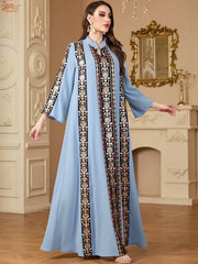 Embroidery Stripe Long Abaya - Palm and Thread