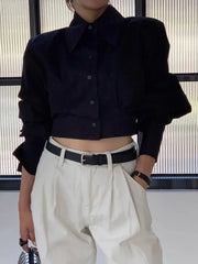 Cropped Back Lace Up Design Blouse - Palm and Thread