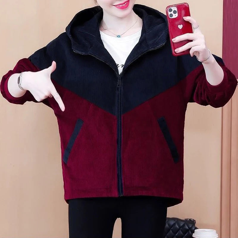 Vintage Corduroy Zipper Hooded Jacket - Palm and Thread