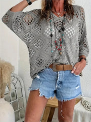 Hollow Out Knitted Sweater - Palm and Thread