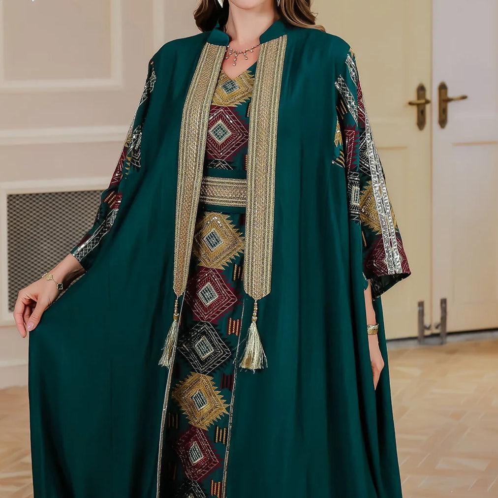 Embroidery Dress Open Abaya Cardigan Robe - Palm and Thread