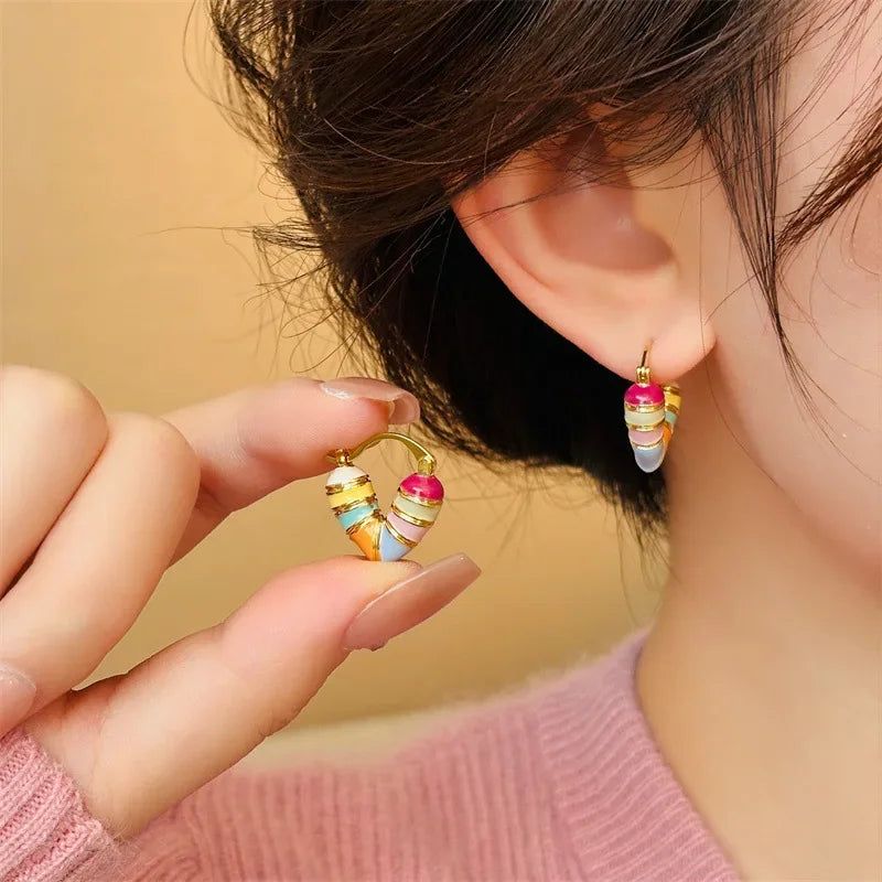 Colorful Heart Ear Buckle Earring - Palm and Thread