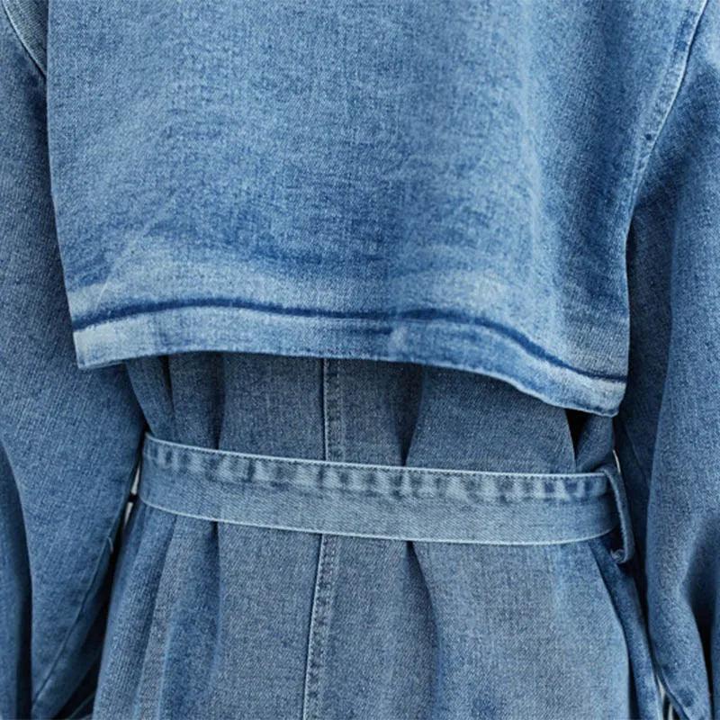 Denim Trench Double Breasted Belted Casual Jean Overcoat - Palm and Thread