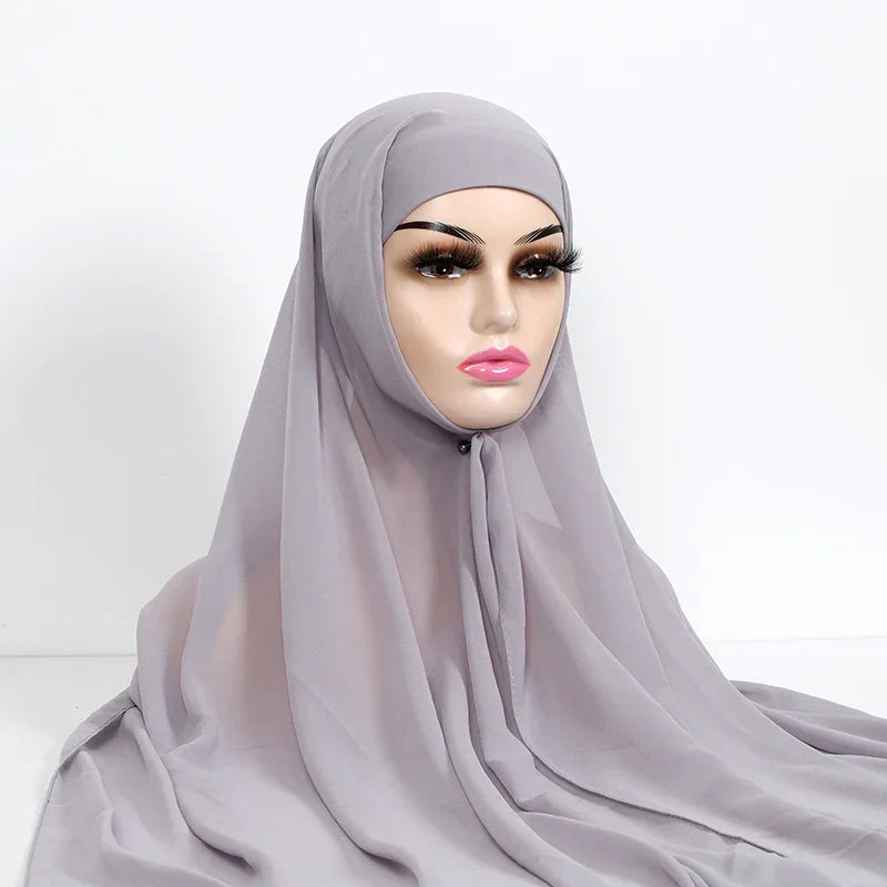 Chiffon Hijab With Underscarf Cap Bonnet Instant - Palm and Thread