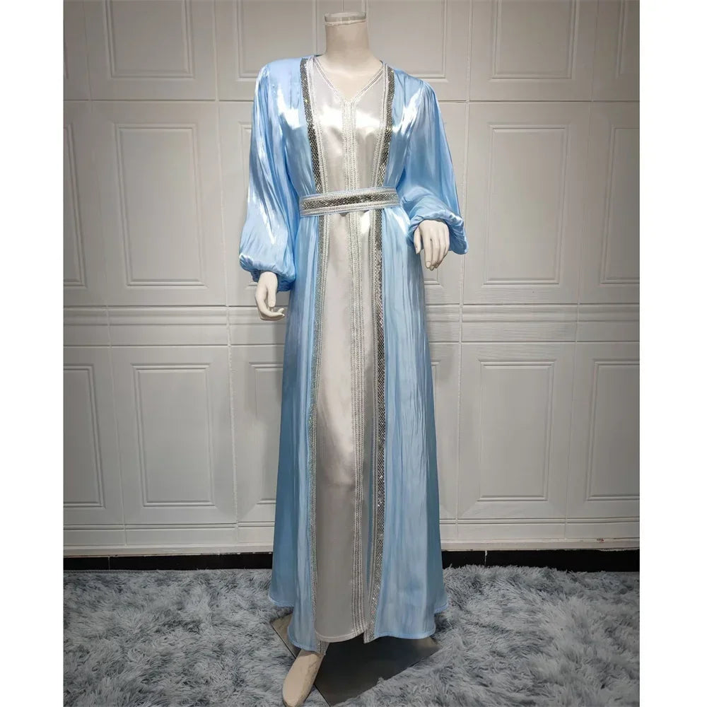 Satin Open Abaya - Palm and Thread