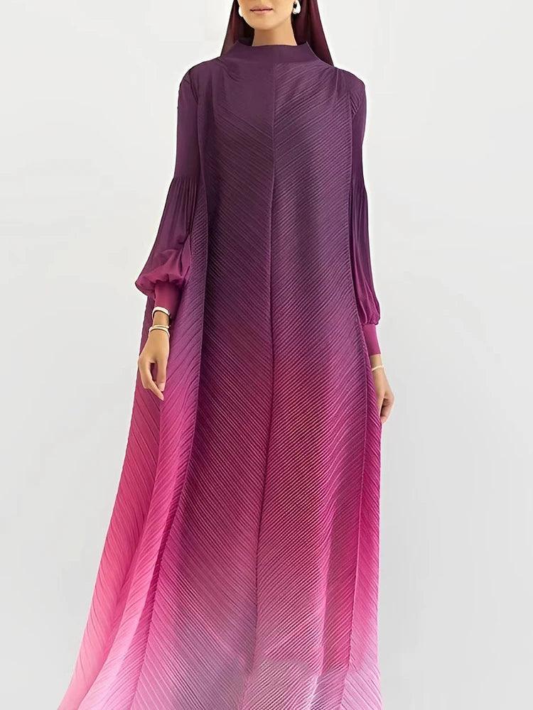 Party Gradient Pleated Long Dress Abaya - Palm and Thread