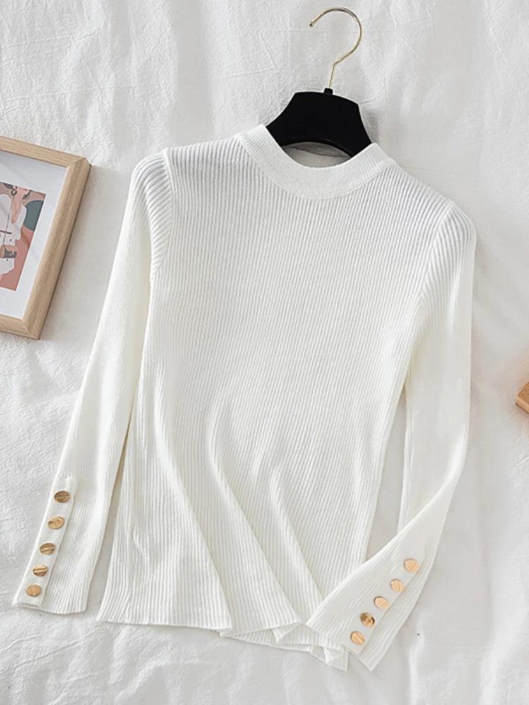 Thick sweater pullovers button o-neck chic top - Palm and Thread