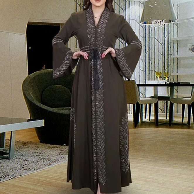 Flared Long Sleeve Loose Maxi Dress Abaya - Palm and Thread