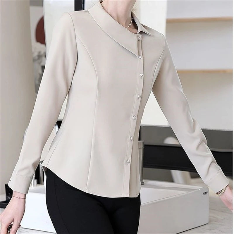 Elegant Chic Asymmetrical Slim Blouse - Palm and Thread