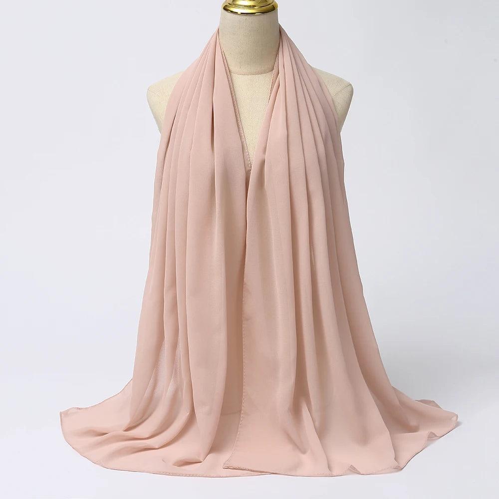 Chiffon Hijab Scarf Long Solid Color Head Wrap - Palm and Thread